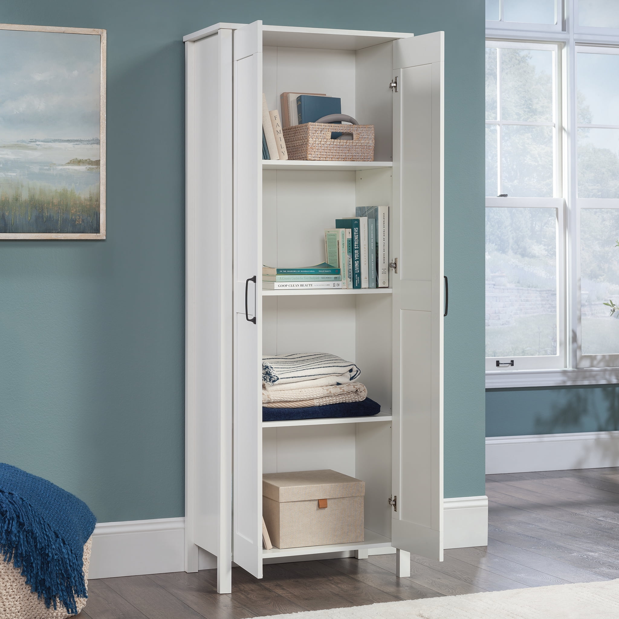 Sauder Two Door Storage Cabinet White Finish