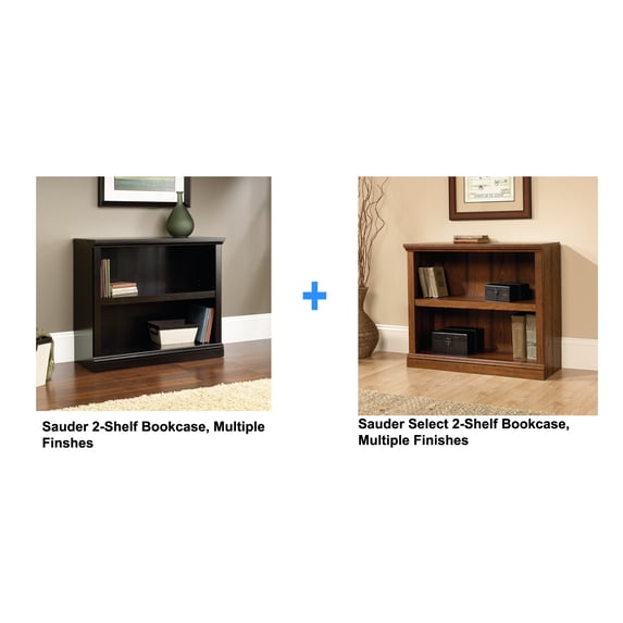 Sauder 2-shelf Bookcase, Multiple Finshes + Sauder select 2-shelf bookcase, multiple finishes