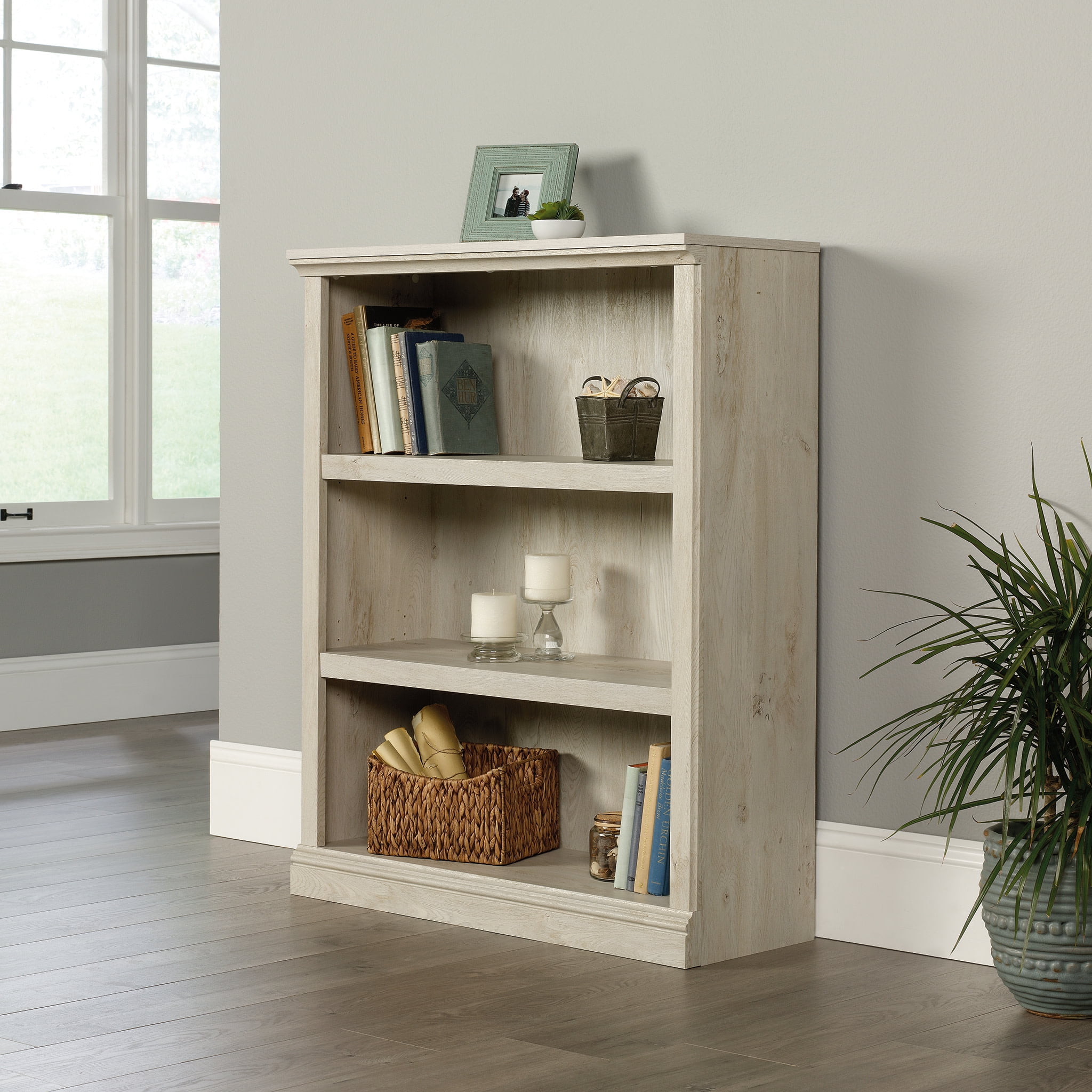 Charming Chalked Chestnut 3-Shelf Adjustable Bookcase