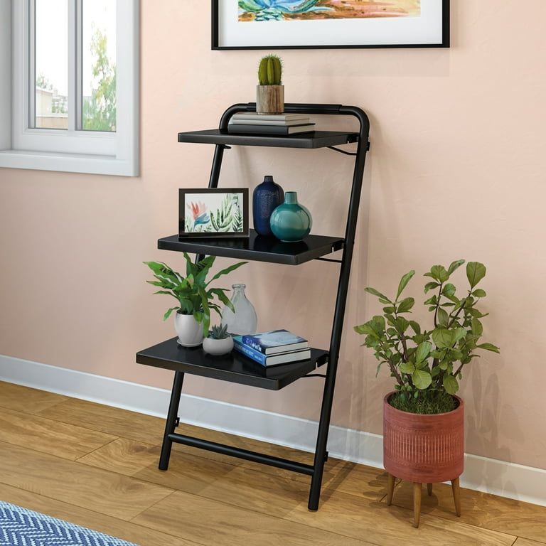 Sauder 3 Tier Leaning Bookshelf Black Finish