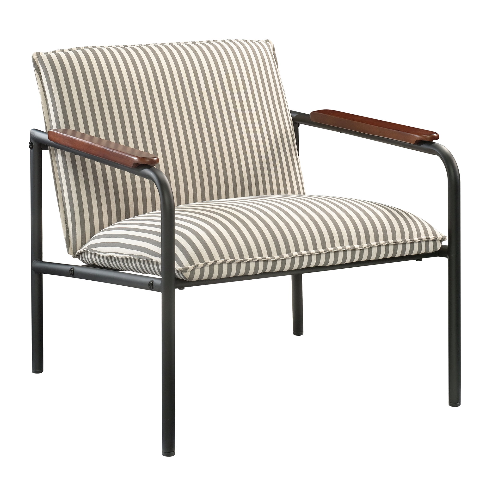 Gray Geometric Metal Frame Accent Chair