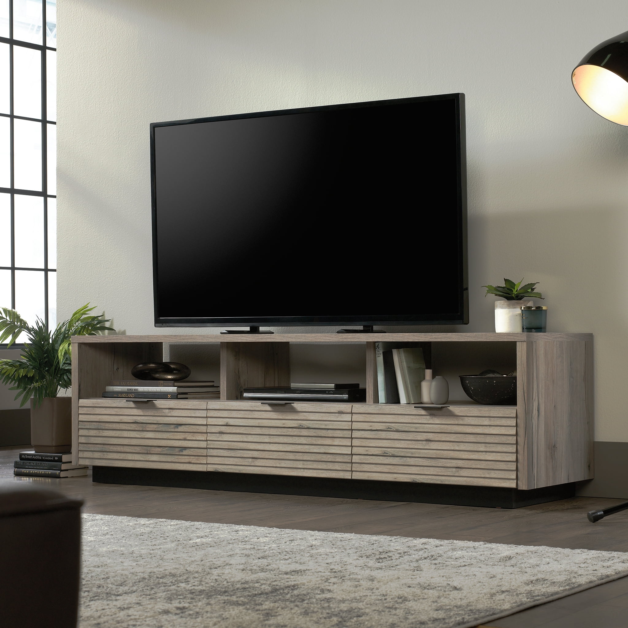 Sauder 425019 Linden Market Entertainment Credenza, Split Oak Finish