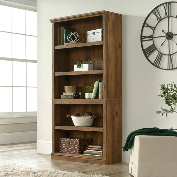 Sauder 5-Shelf Bookcase, Vintage Oak Finish