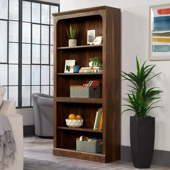Sauder Miscellaneous Storage Engineered Wood Bookcase in Grand Walnut