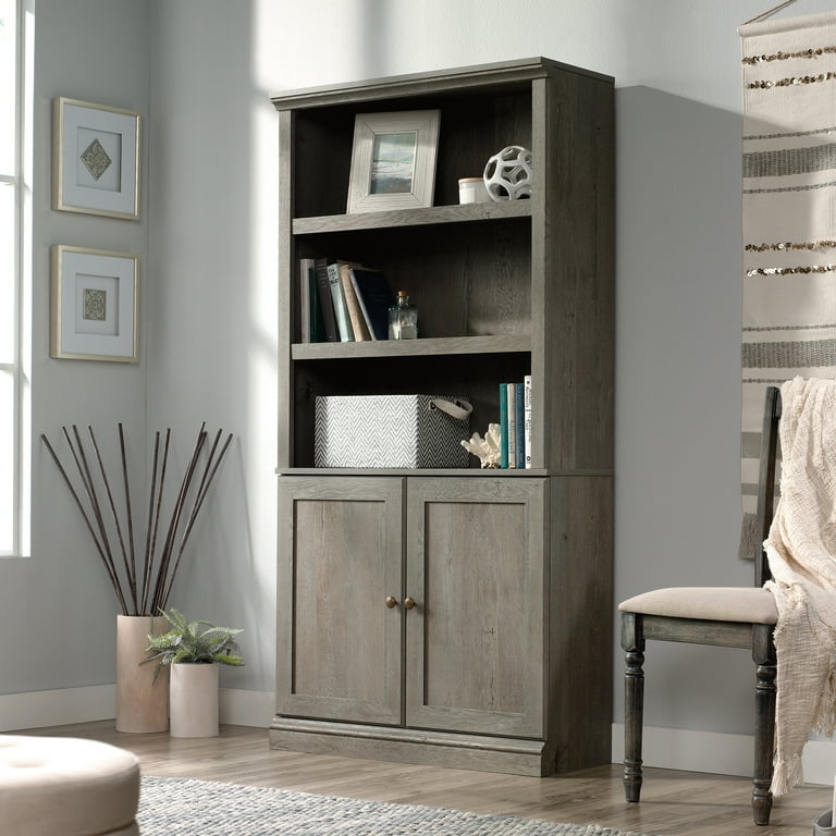 Sauder 5 Shelf Bookcase with 2 Doors Mystic Oak Finish