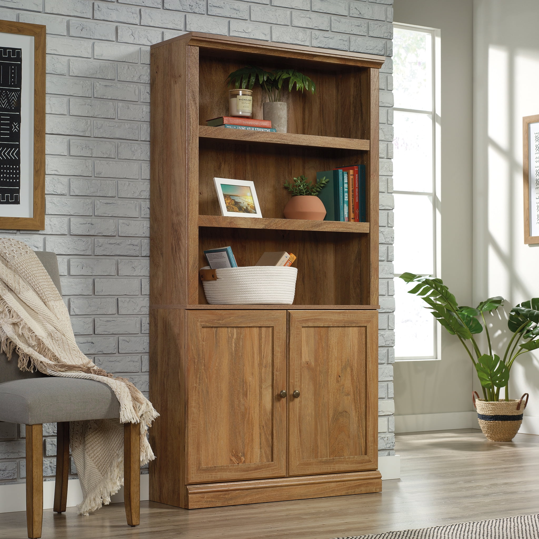 Sindoori Mango 5-Shelf Adjustable Bookcase with Doors