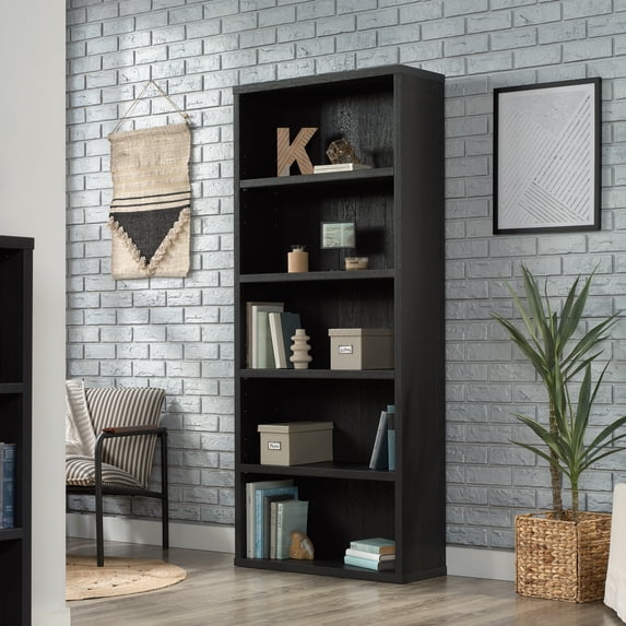 Sauder 5-Shelf Display Bookcase, Raven Oak Finish