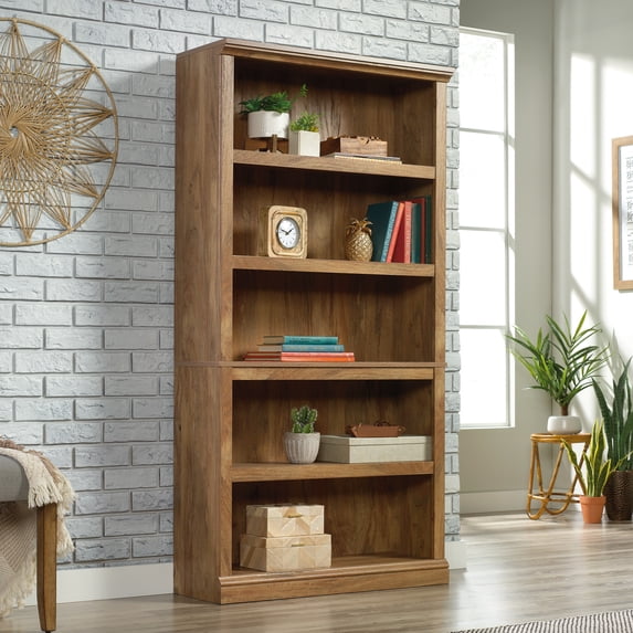 Sauder Engineered Wood 5-Shelf Tall Bookcase in Sindoori Mango/Brown