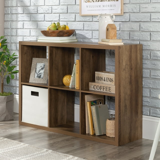 Sauder 6Cube Organizer Storage Bookcase, Rural Pine Finish