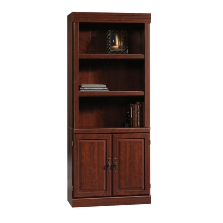 Sauder 71" Heritage Hill Library Bookcase With Doors, Classic Cherry Finish
