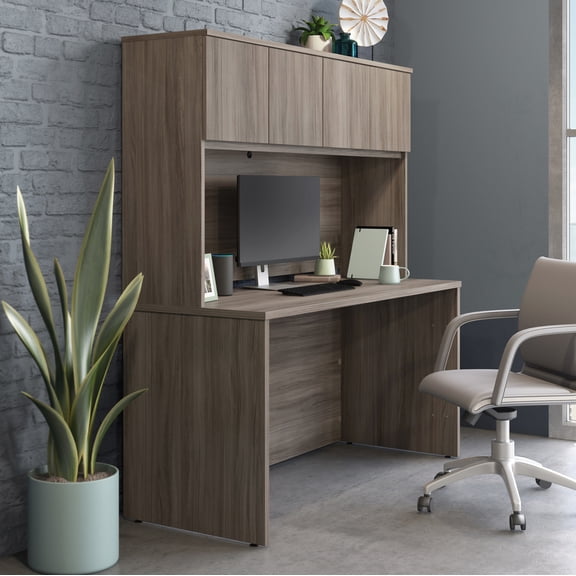 Sauder Affirm 60x36" Engineered Wood Hutch in Hudson Elm/Brown