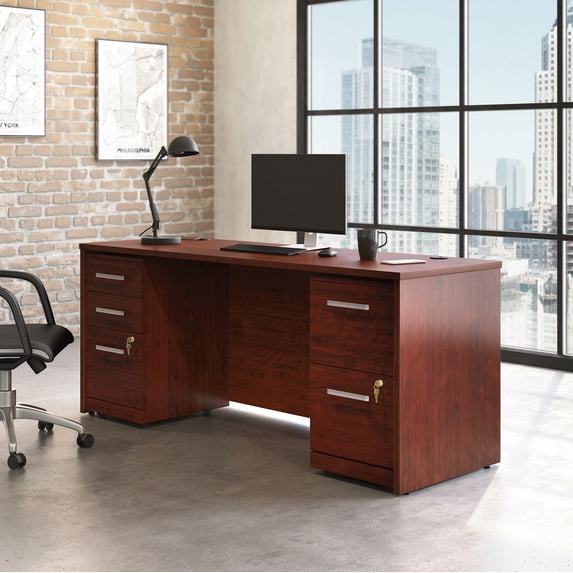 Sauder Affirm 72" x 24" Shell/3-Drawer and 2-Drawer Mobile File Cabinet Cherry