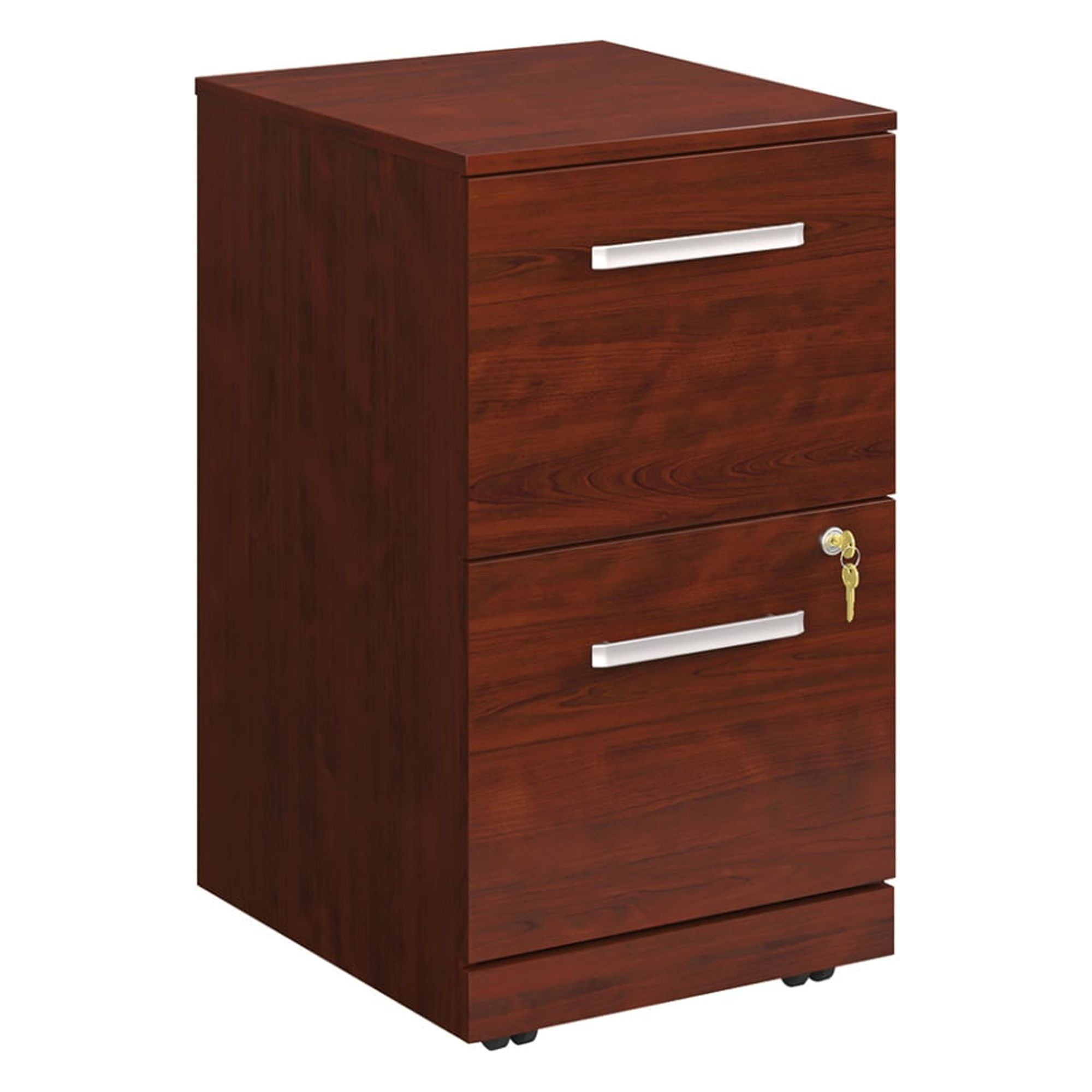 Classic Cherry 2-Drawer Mobile Filing Cabinet with Lock