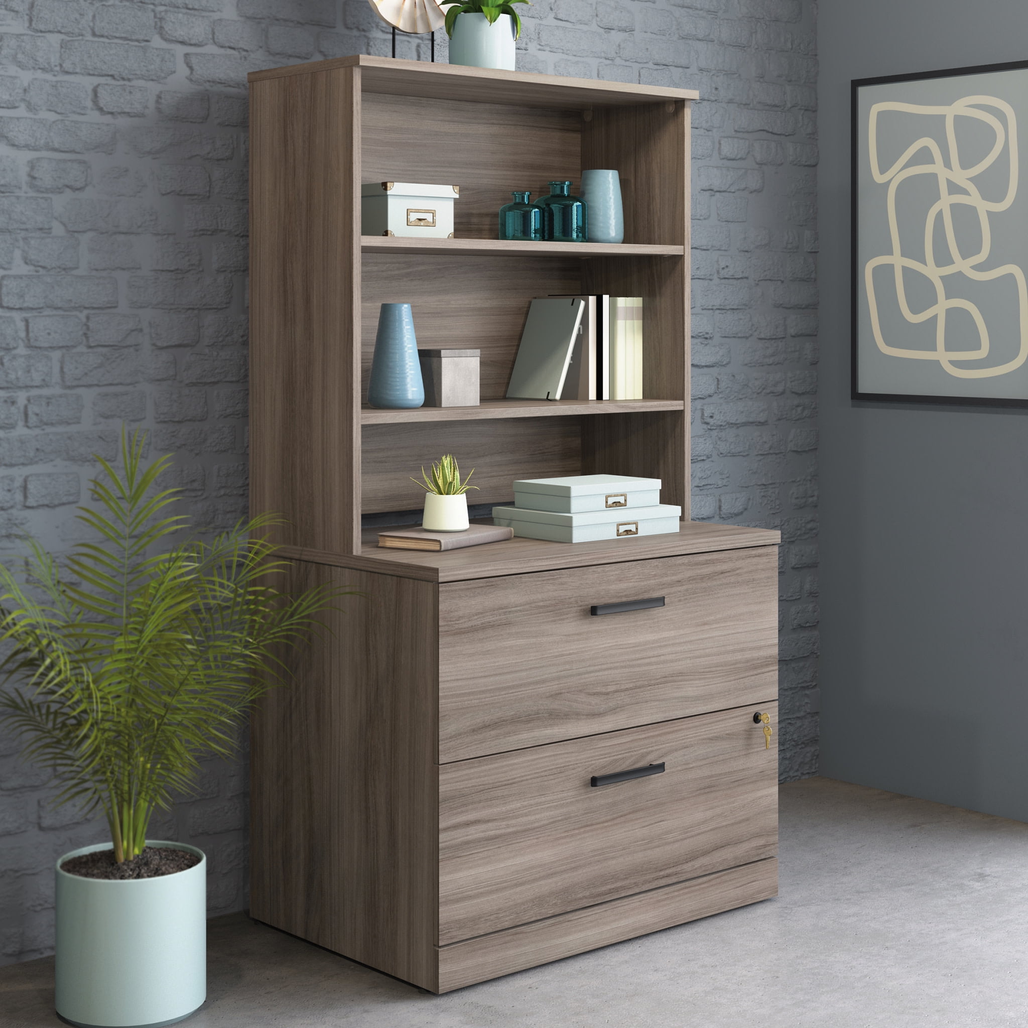 Hudson Elm 36" x 36" Engineered Wood Office Storage Hutch