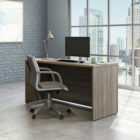 Sauder Affirm Engineered Wood 60" x 24" Computer Desk in Hudson Elm/Brown