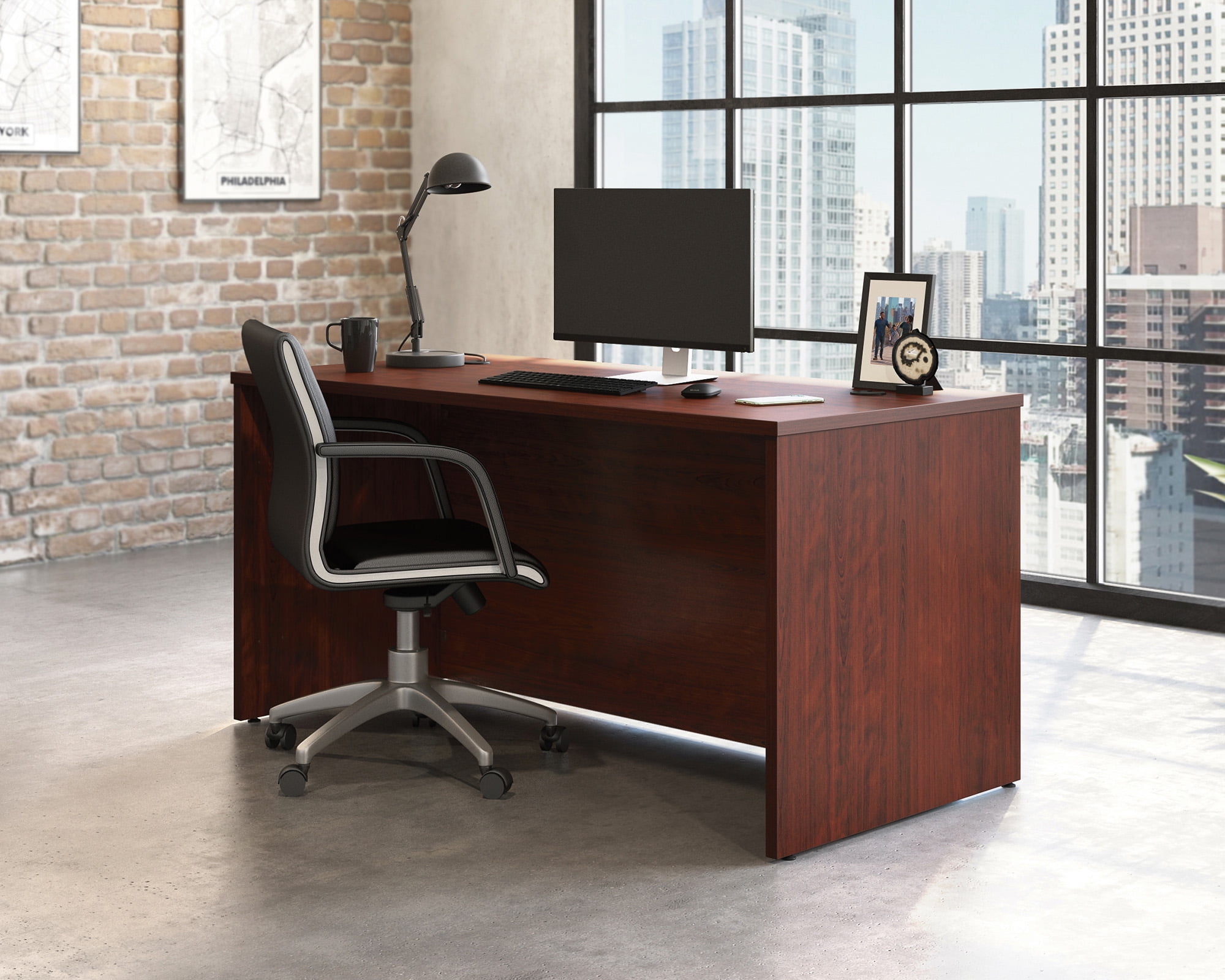 Classic Cherry Executive Wood Desk with Melamine Top