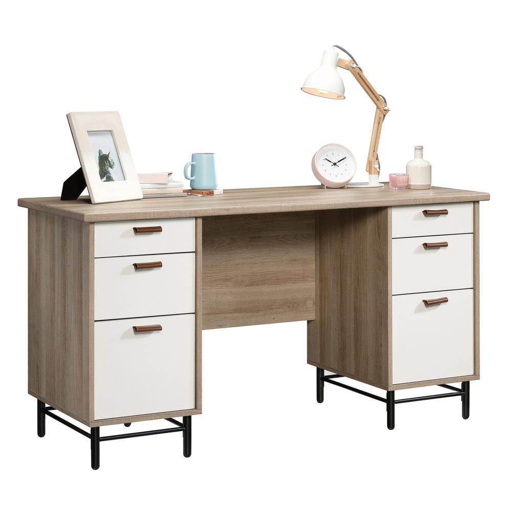 Sauder Anda Norr Executive Desk, Sky Oak Finish