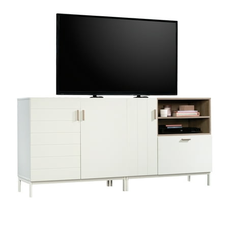 Sauder - Anda Norr Modular Credenza for Most Flat-Panel TVs Up to 60" - White With Sky Oak Accents