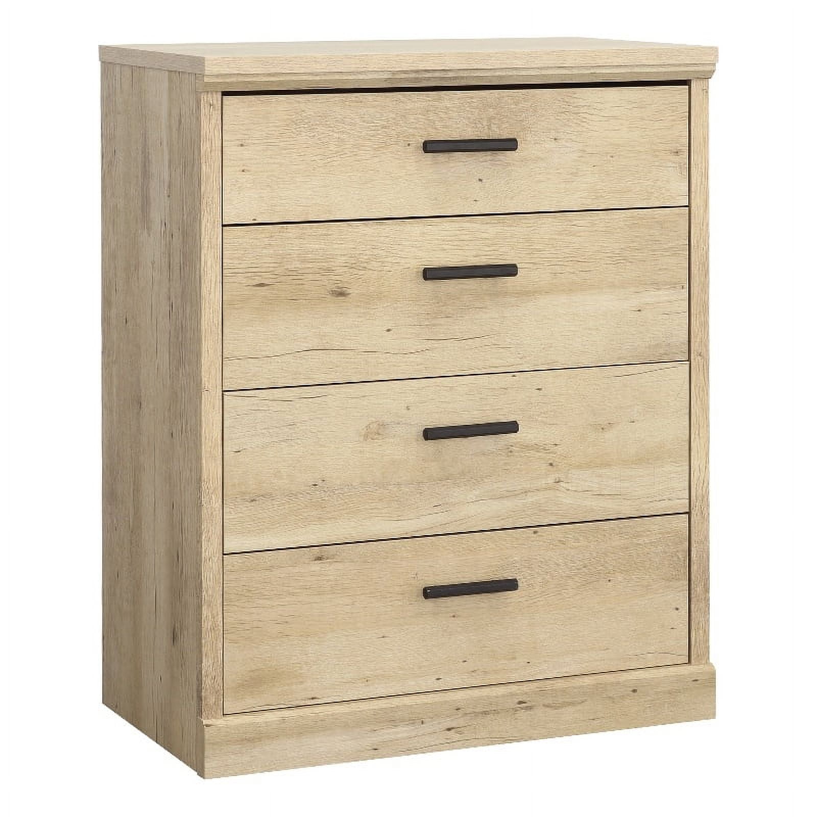 Prime Oak Cottage Style 4-Drawer Dresser with Black Handles