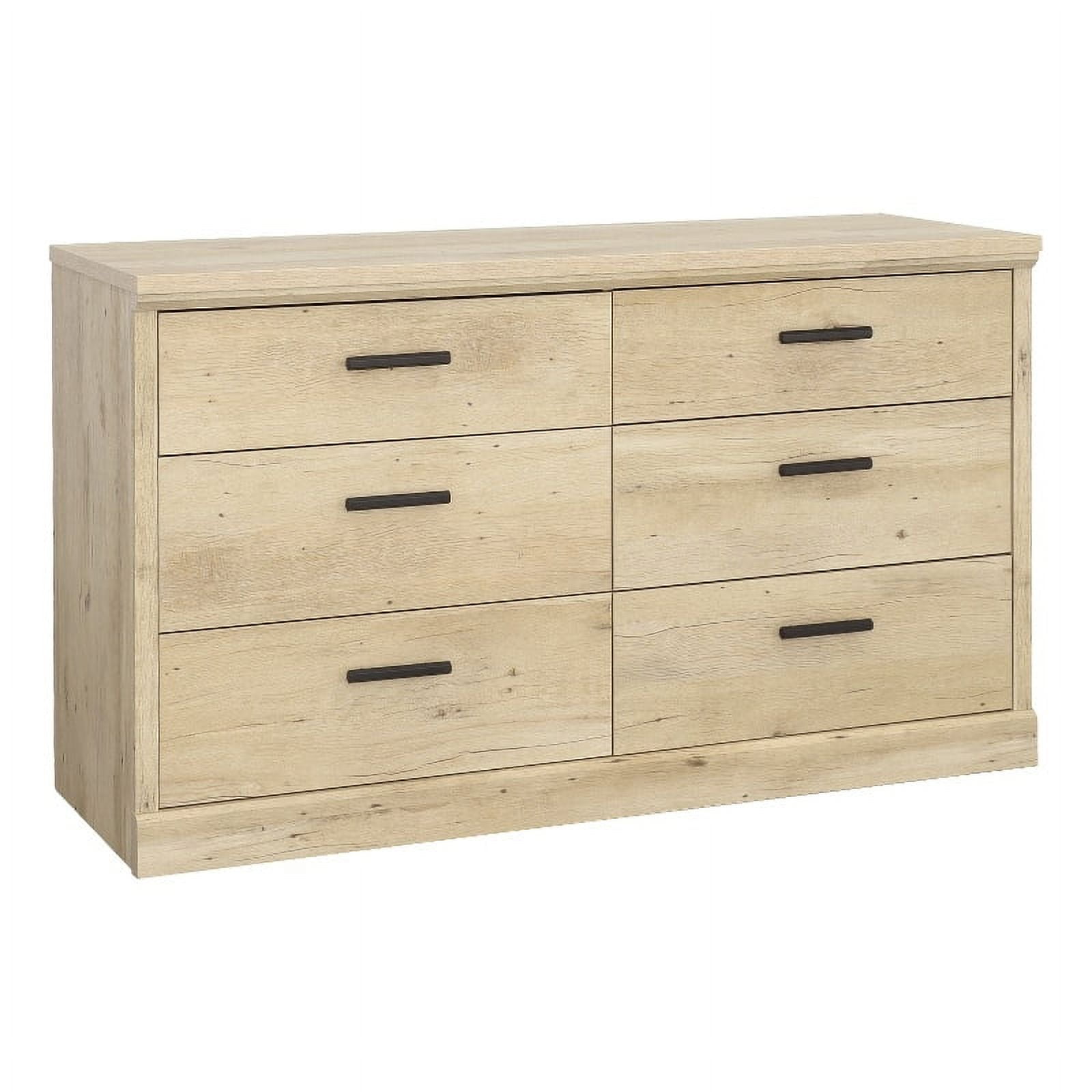 Prime Oak Double Dresser with Black Hardware and Deep Drawers