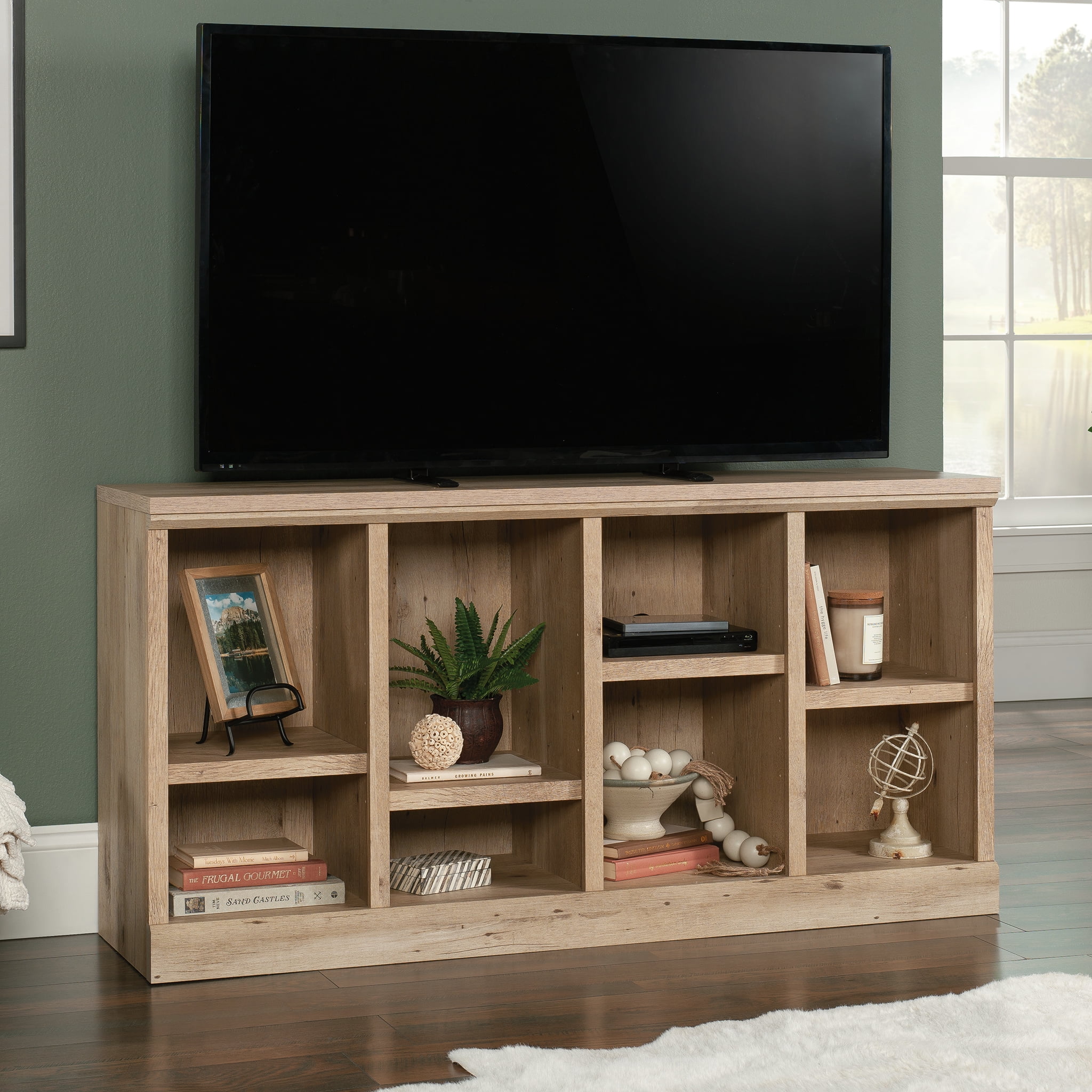 Prime Oak 59'' Rustic TV Console with Adjustable Shelves