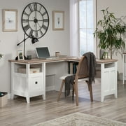 Sauder August Hill L-Shaped Home Office Desk, Soft White Finish