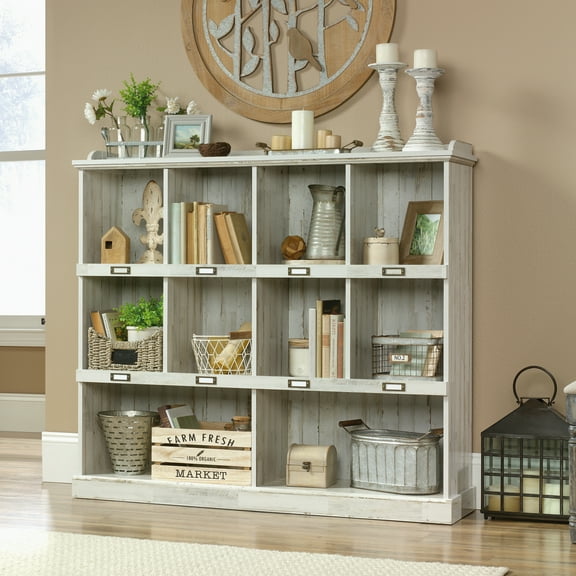 Sauder Barrister Lane 10-Cube Bookcase, White Plank Finish