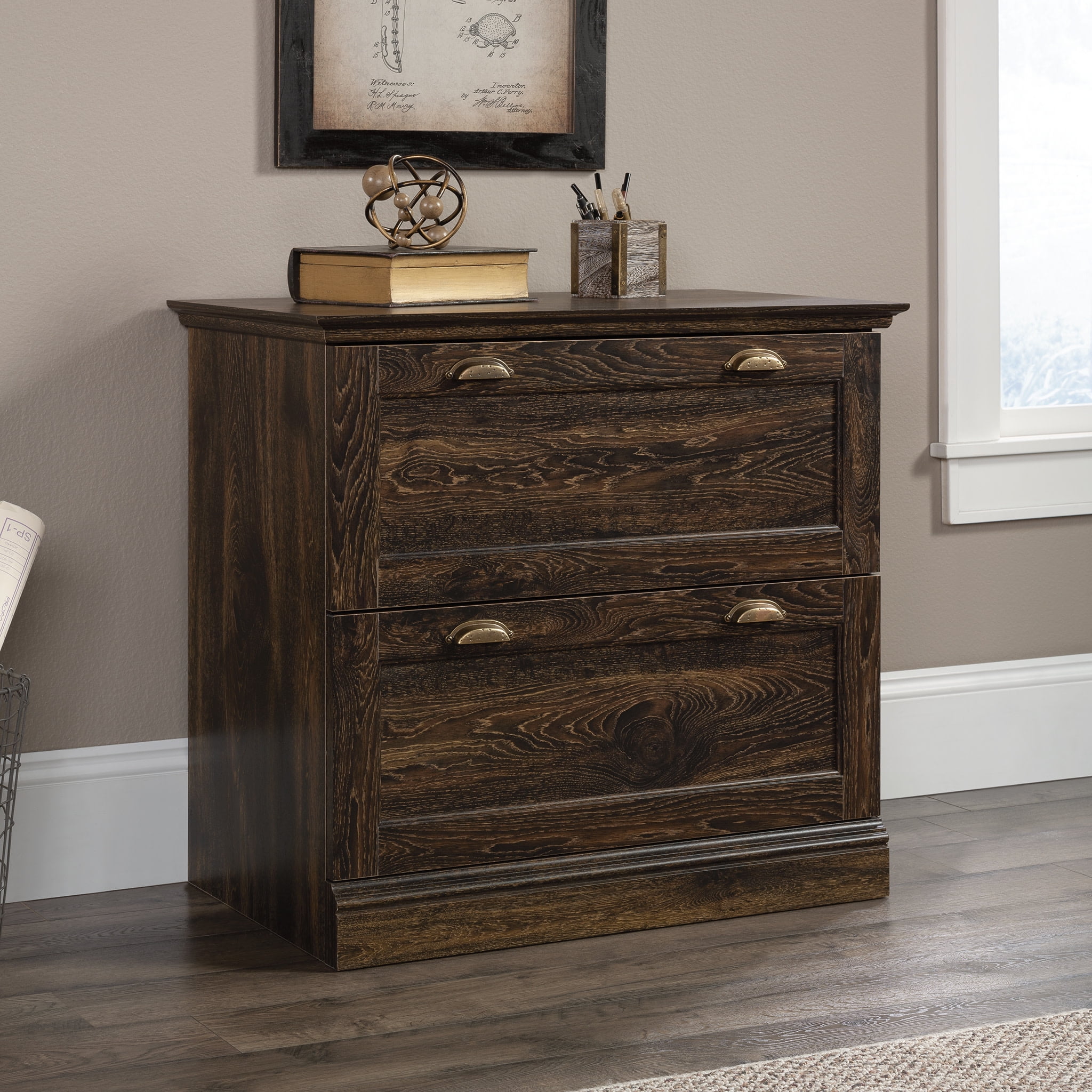 Iron Oak 32.375'' Wide 2-Drawer Lockable Lateral File Cabinet