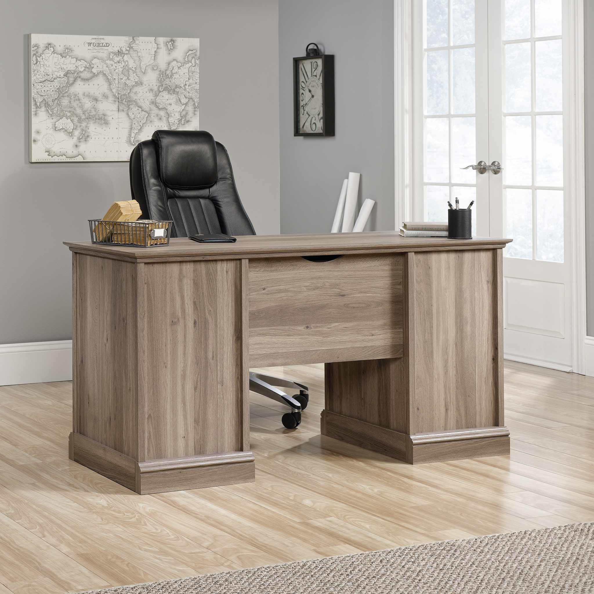 Sauder Barrister Lane Executive Desk, Salt Oak Finish - image 1 of 9