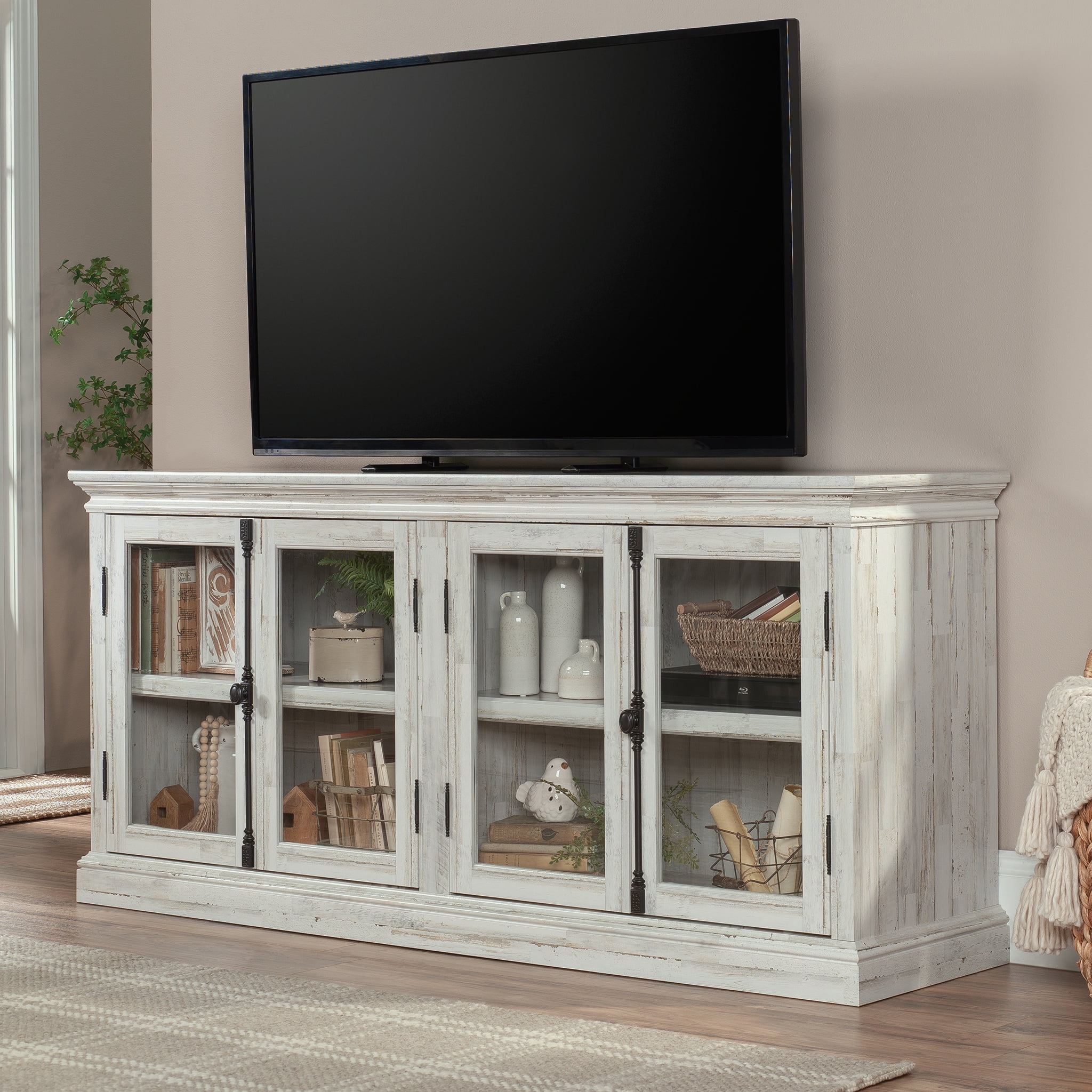 Sauder Barrister Lane TV Stand with Glass Doors, for TVs up to 70 ...