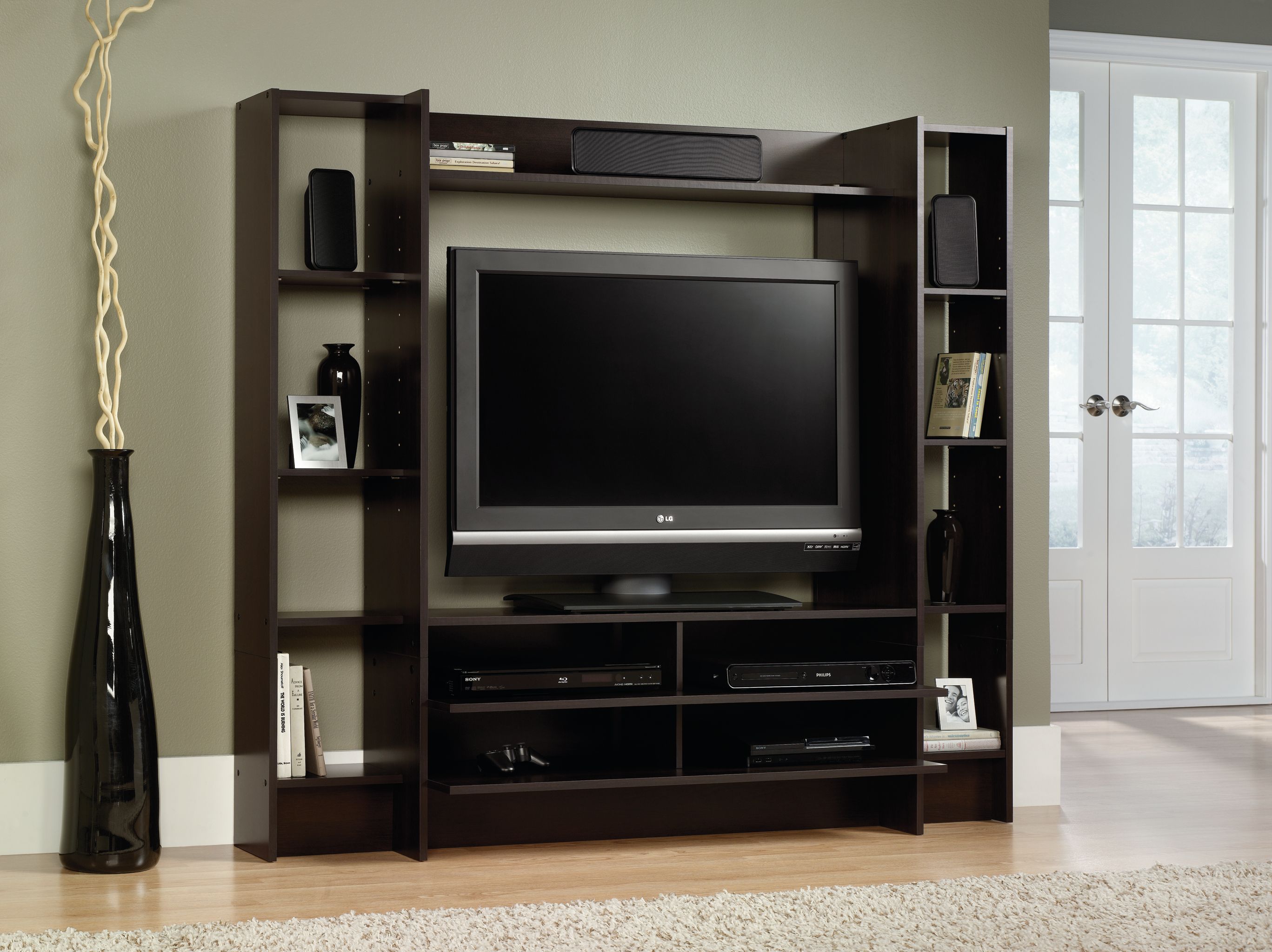 Sauder Beginnings Entertainment Wall System for TVs up to 42", Cinnamon Cherry Finish - image 1 of 4