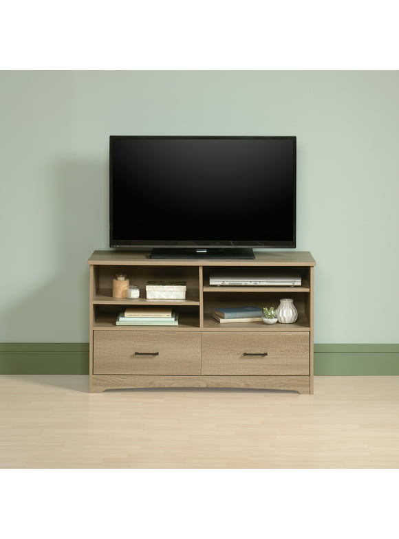 Sauder Beginnings TV Stand with 2 Drawers & Adjustable Shelves, for TVs up to 46", Summer Oak Finish