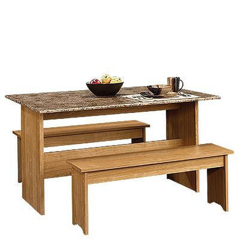 Sauder beginnings trestle dining table with benches clearance