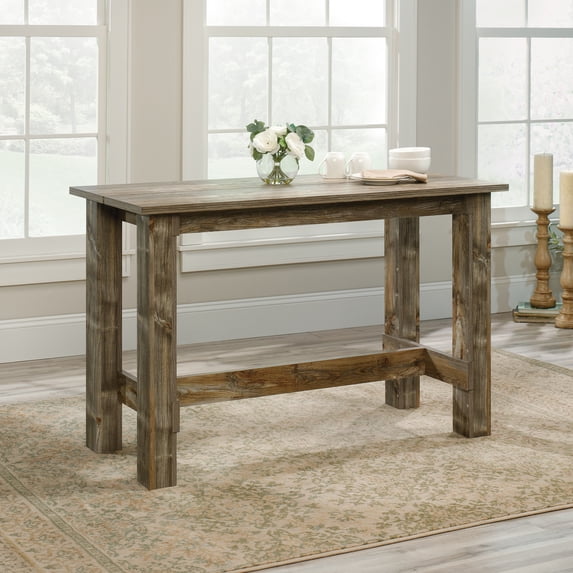 Sauder Boone Mountain Narrow Counter Height Multipurpose Dining Table, Rustic Cedar Finish