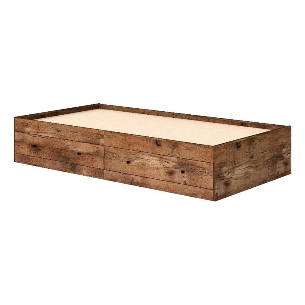 Vintage Oak Twin Captain's Bed with Storage Drawers