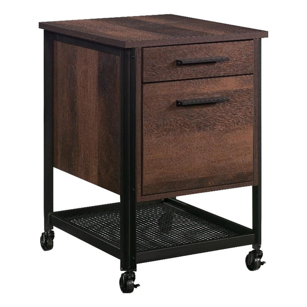 Barrel Oak 2-Drawer Mobile File Pedestal with Metal Frame
