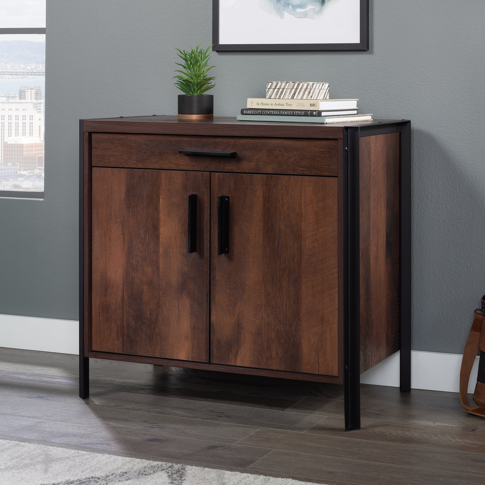Barrel Oak 2-Door Office Credenza with Adjustable Shelving