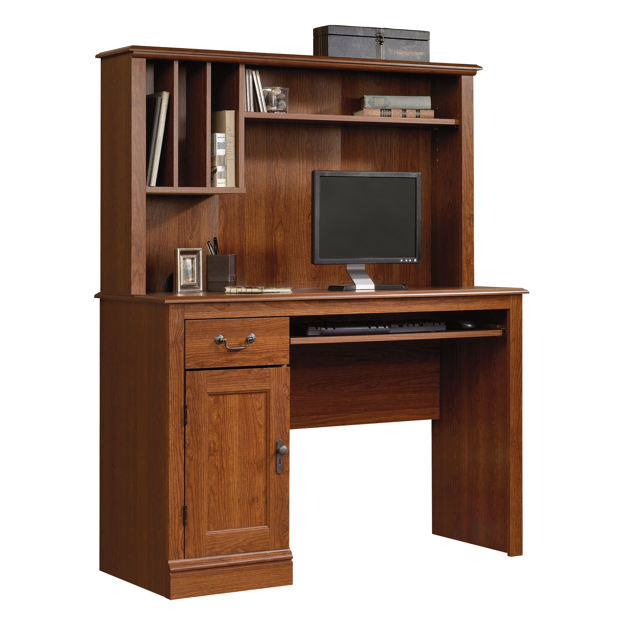 Sauder Camden County Computer Desk w/Hutch, Planked Cherry Finish - image 1 of 6
