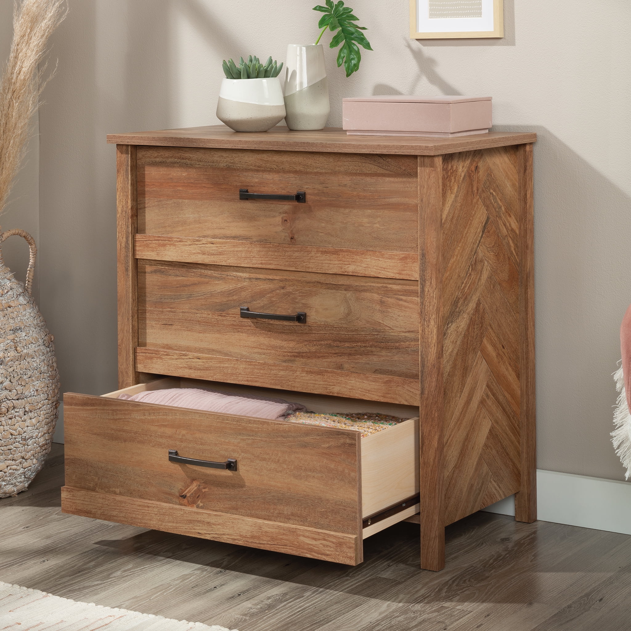 Sindoori Mango 3-Drawer Herringbone Chest with Metal Runners