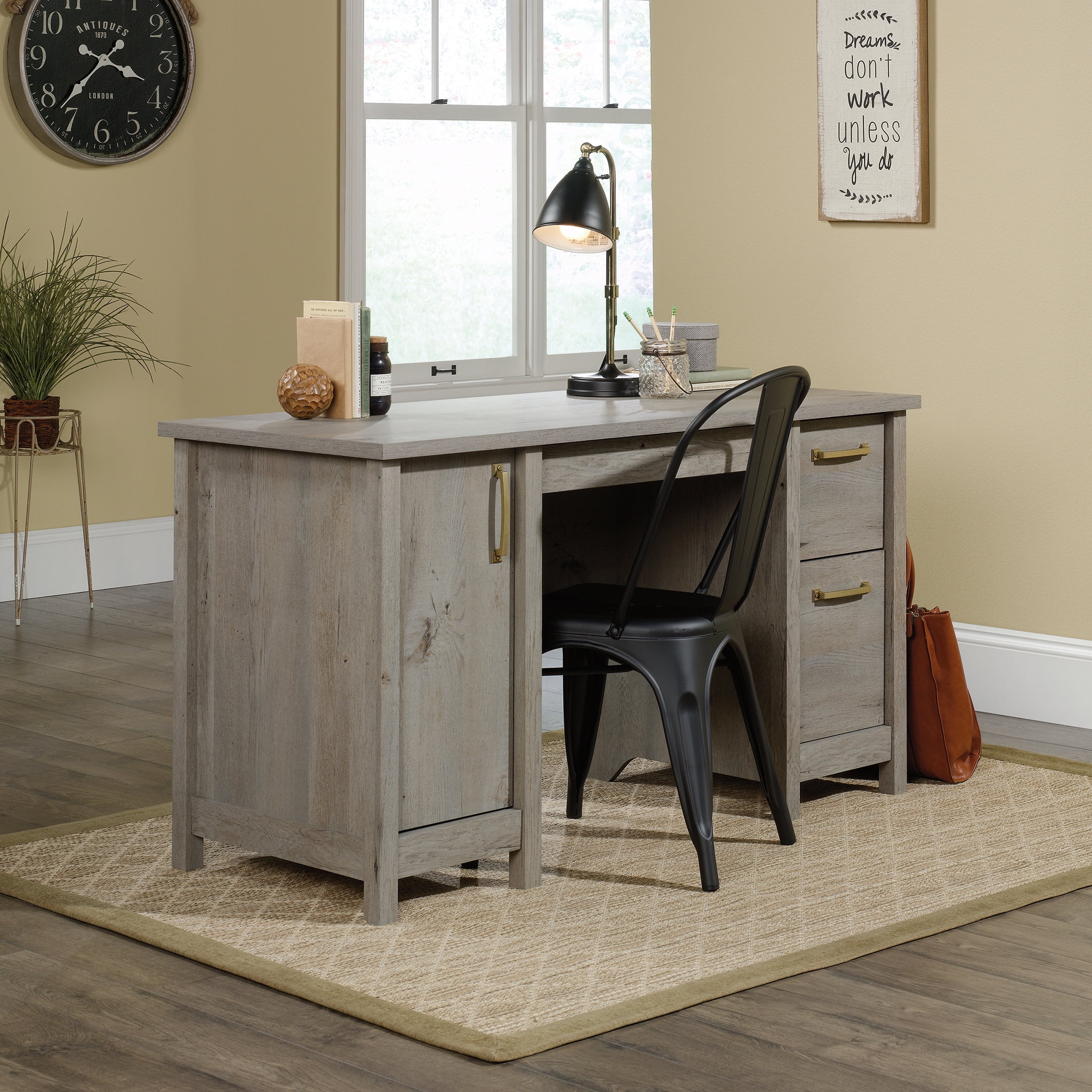 Mystic Oak Multifunctional Computer Desk with File Storage
