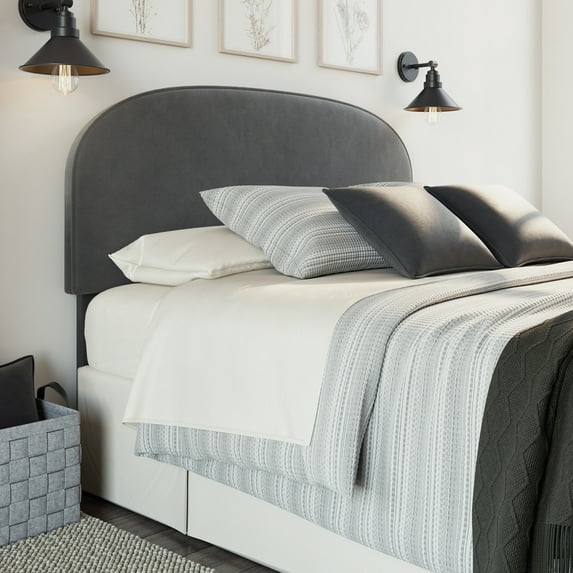 Sauder Cannery Bridge Dark Gray Velvet Queen Bed Headboard, Dark Gray Finish