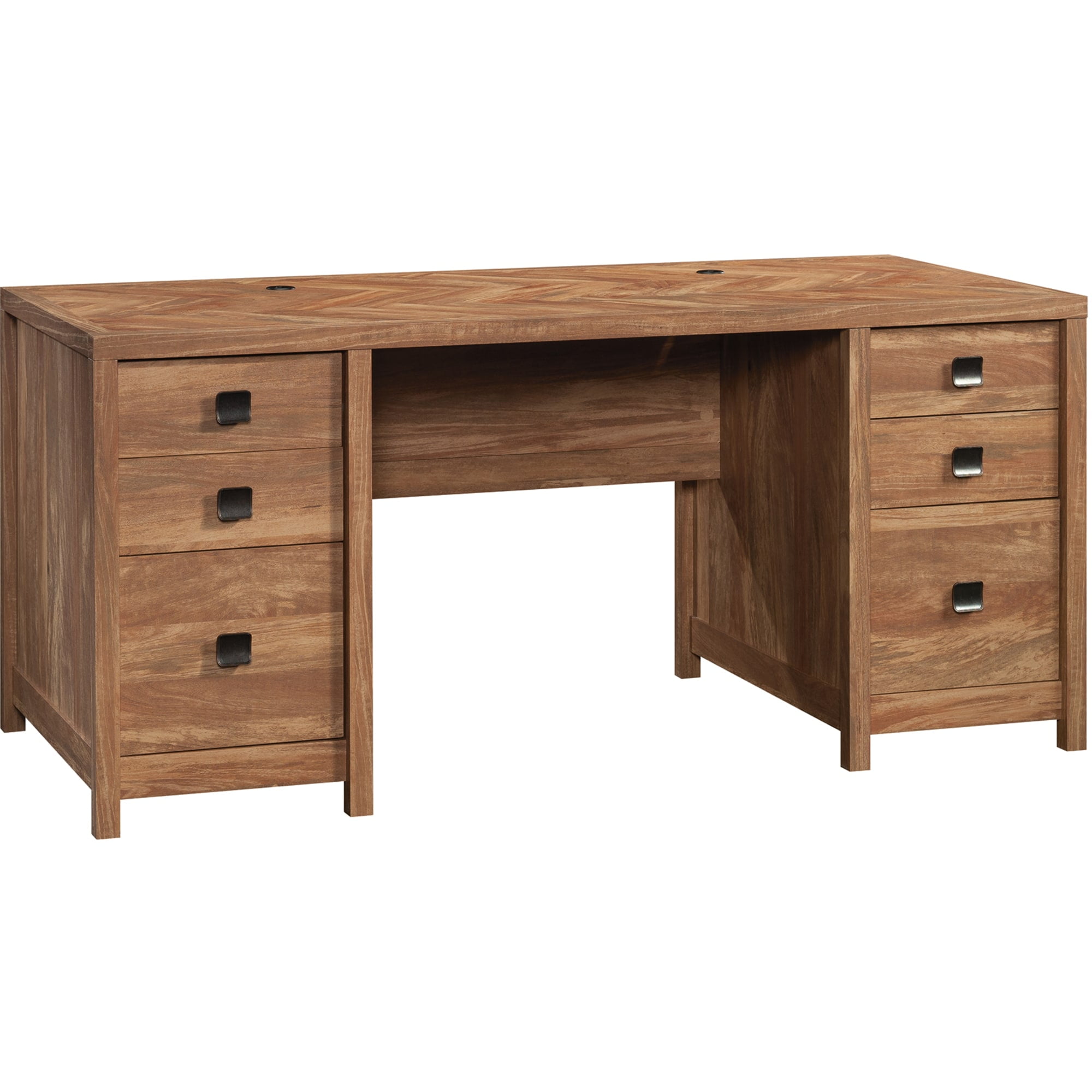 Sauder Cannery Bridge Engineered Wood Executive Desk in Sindoori Mango/Brown