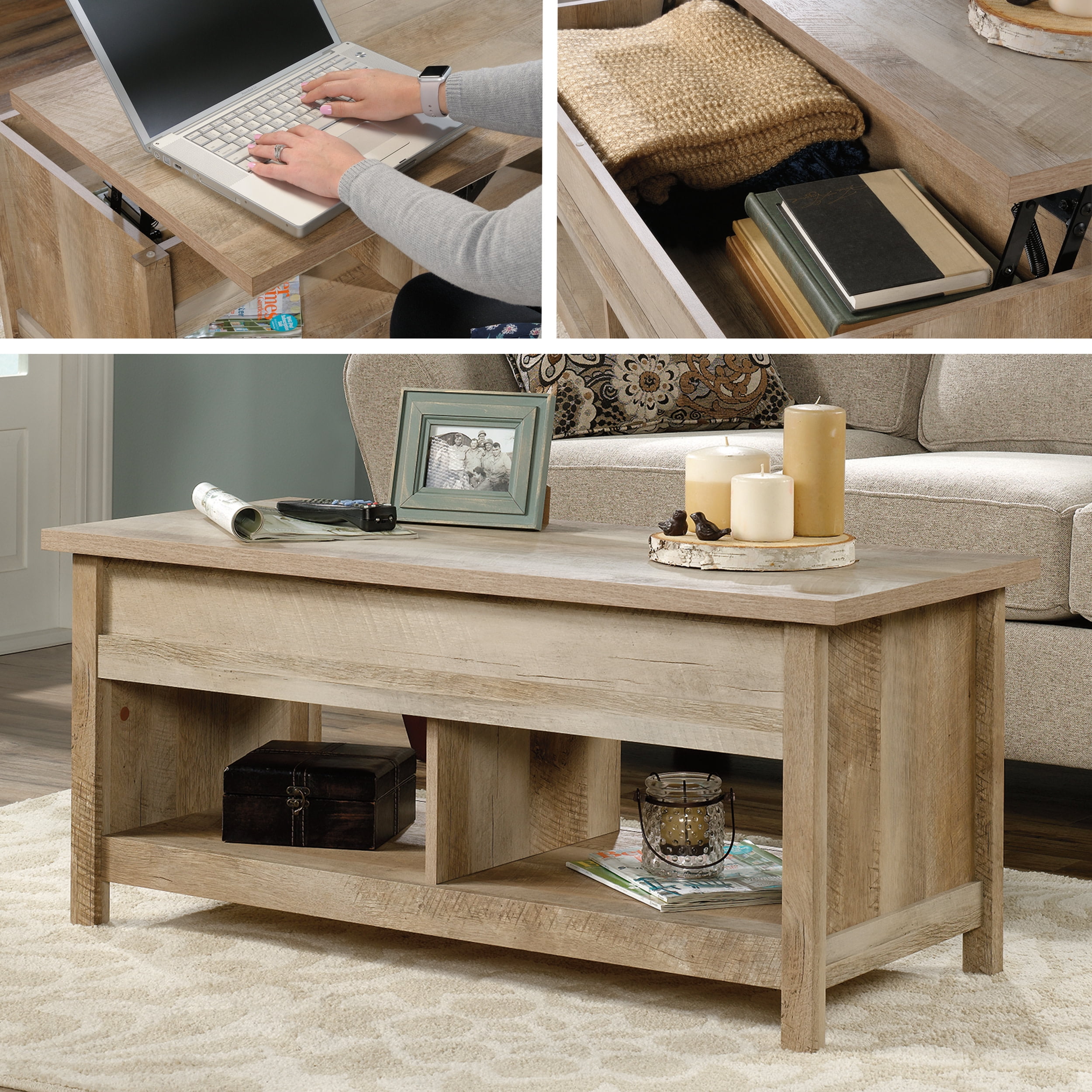 Sauder Cannery Bridge Lift Top Coffee Table , L,tel Oak
