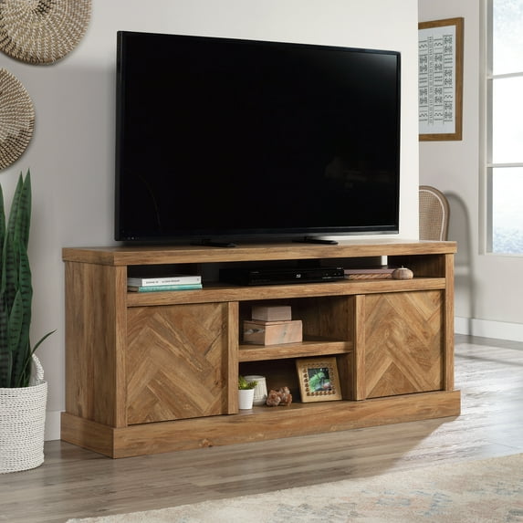 Sauder Cannery Bridge Farmhouse TV Credenza for TV's up to 65", Sindoori Mango Finish