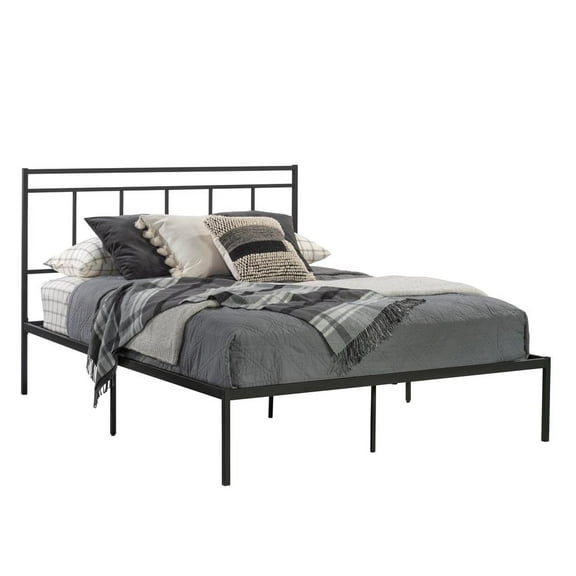 Sauder Cannery Bridge Metal Queen Platform Bed in Black Finish