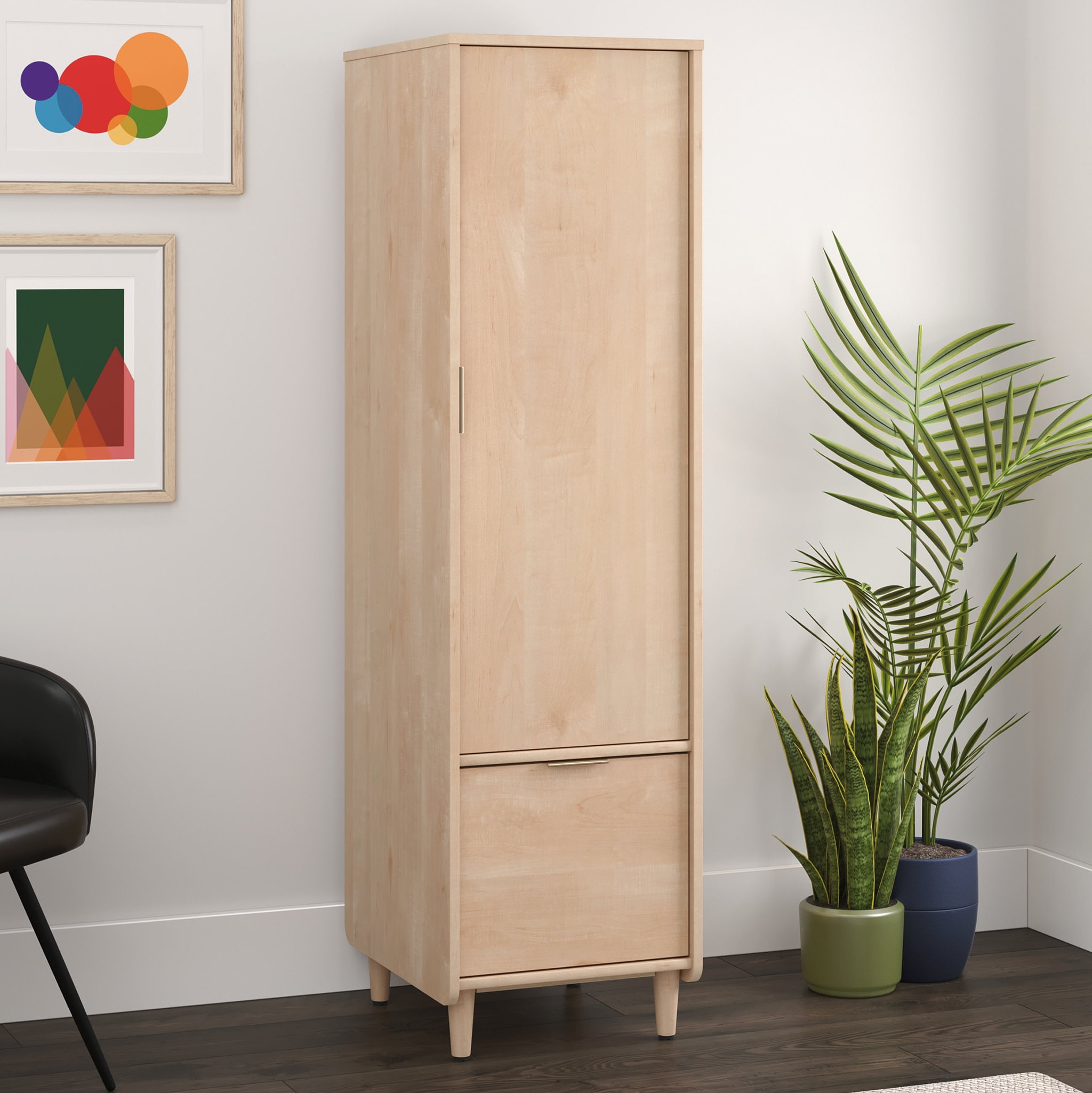 Natural Maple Office Storage Cabinet with Adjustable Shelving