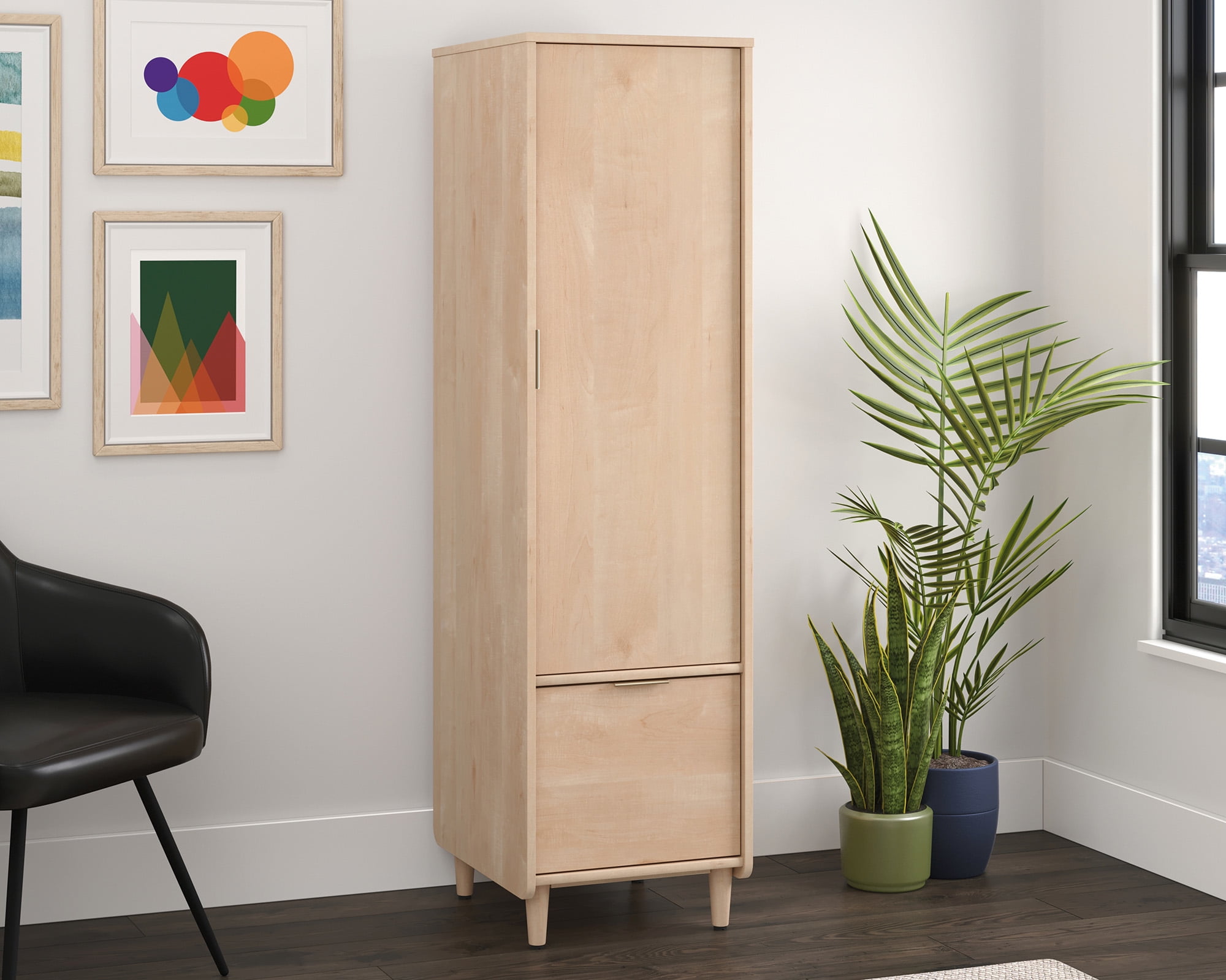 Natural Maple Office Storage Cabinet with Adjustable Shelving
