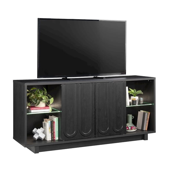 Sauder Misc Entertainment Credenza, For TVs up to 64", Raven Oak finish