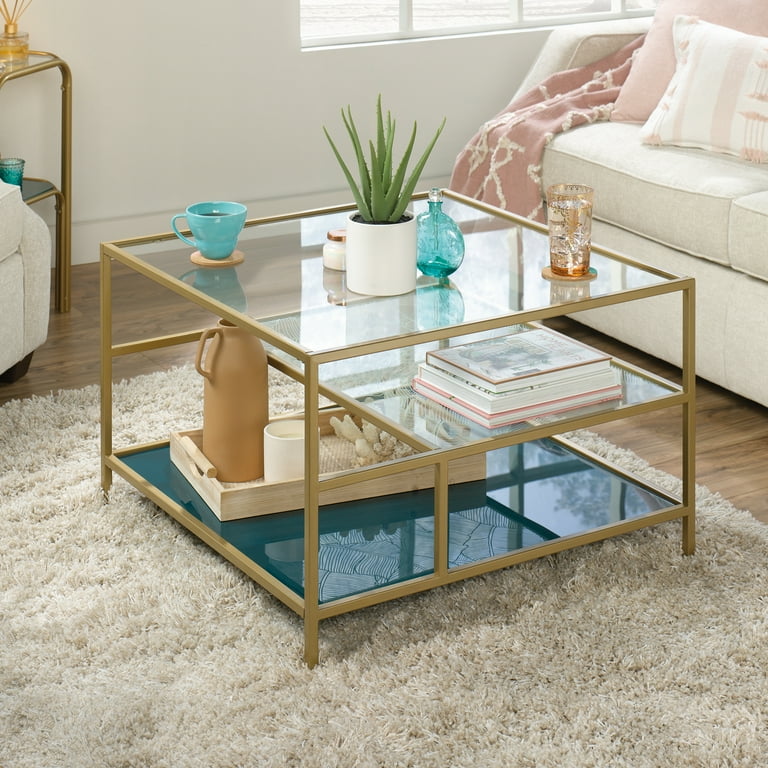 Gold glass coffee 2024 table square