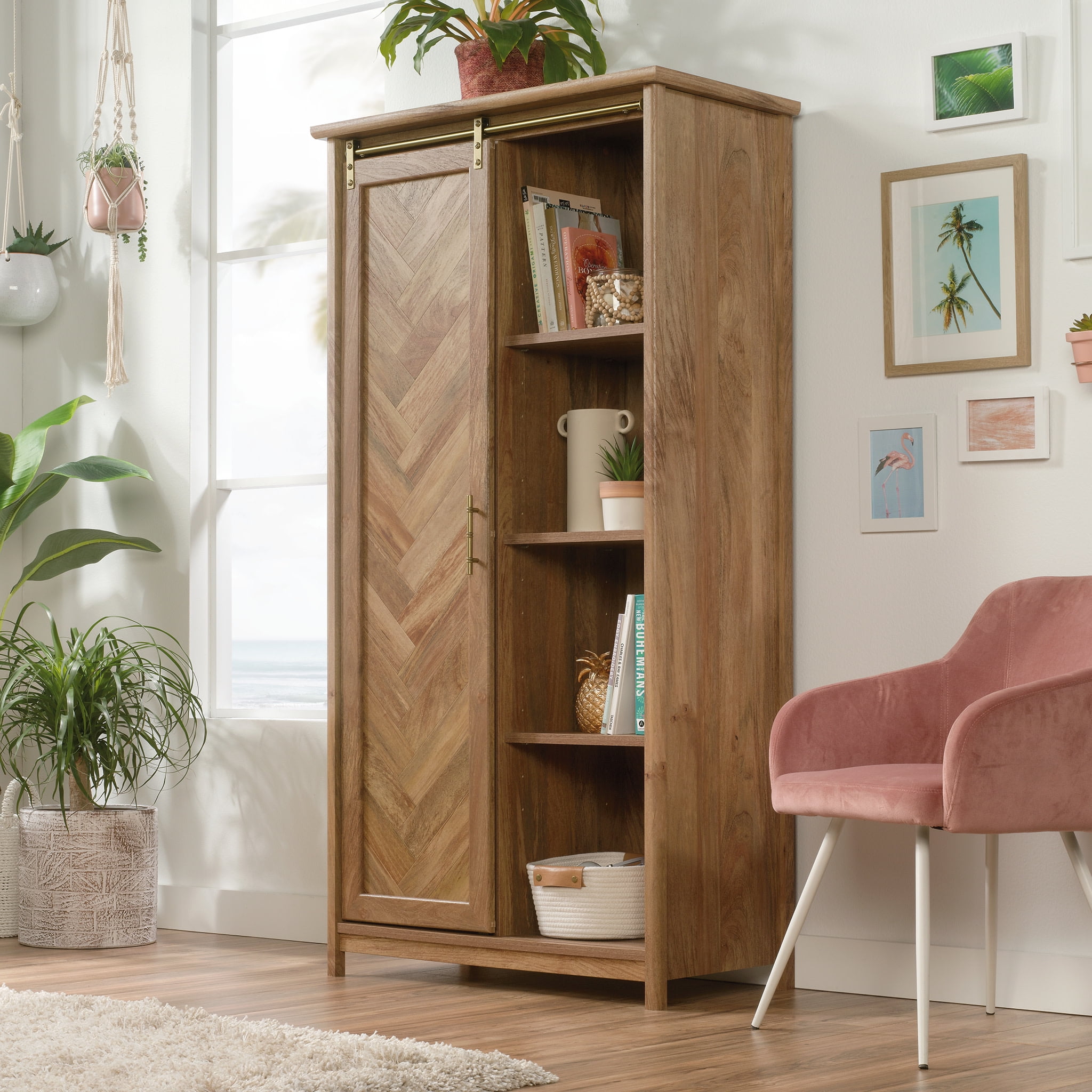 Sindoori Mango Brown Adjustable Shelving Storage Cabinet